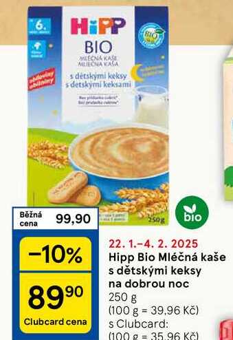 Hipp Bio Mléčná kaše s dětskými keksy na dobrou noc, 250 g