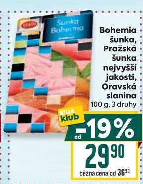 Bohemia šunka, Pražská od šunka nejvyšší jakosti, Oravská slanina 100 g