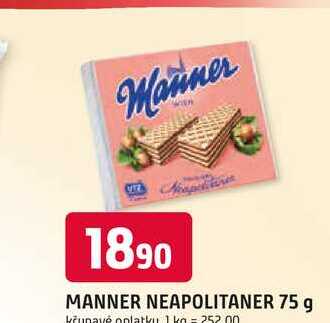 Manner Neapolitaner Minis křupavé oplatky s krémovou oříškovou náplní 75g