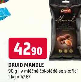 Druid mandle 90 g v mléčné čokoládě se skořicí 