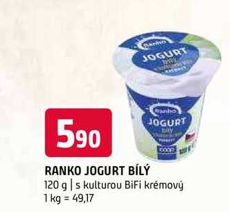 Ranko jogurt bílý 120 g s kulturou BiFi krémový 