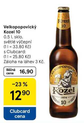 Velkopopovický Kozel 10, 0.5 l, sklo