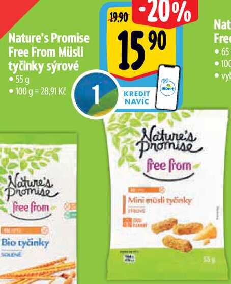 Nature's Promise Free From Müsli tyčinky sýrové 55 g  