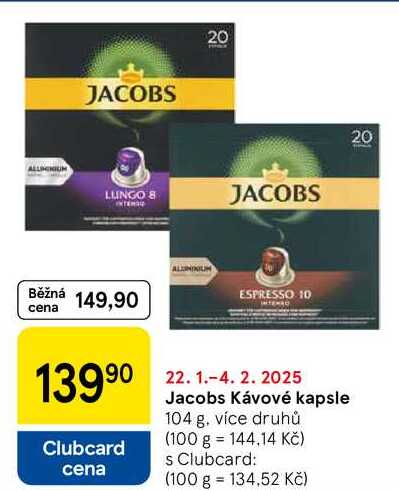 Jacobs Kávové kapsle, 104 g. více druhů