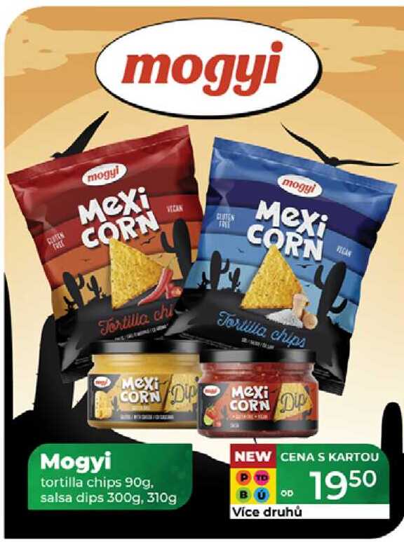 Mogyi tortilla chips 90g. salsa dips 300g, 310g 