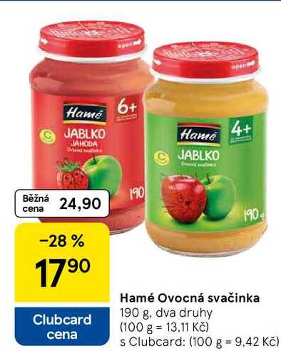 Hamé Ovocná svačinka, 190 g, dva druhy 