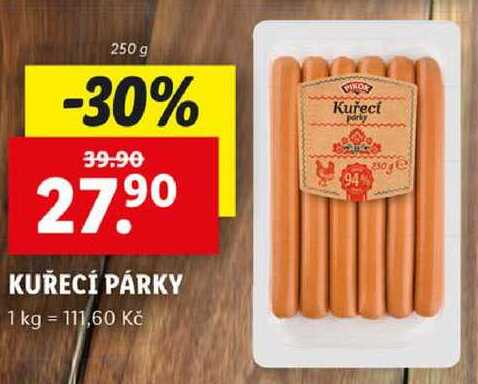 KUŘECÍ PÁRKY, 250 g