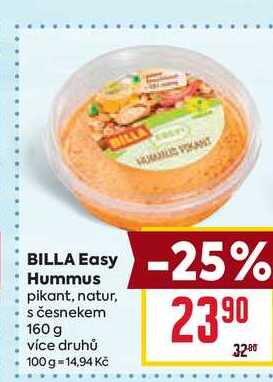 BILLA Easy Hummus pikant, natur, s česnekem 160 g