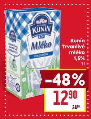 Kunín Trvanlivé mléko 1,5% 1l