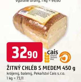 ŽITNÝ CHLÉB S MEDEM 450 g 