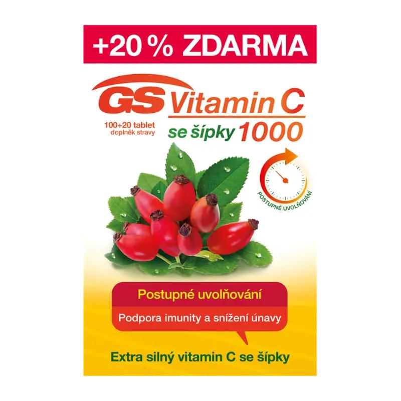 GS Vitamin C 1000+ šípky, doplněk stravy, 120 ks