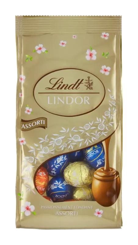 Lindor Směs mléčné, hořké a bílé čokolády s jemnou tekutou náplní, 180 g