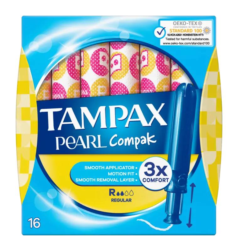 Tampax Tampony s aplikátorem Compak Pearl Regular, 16 ks