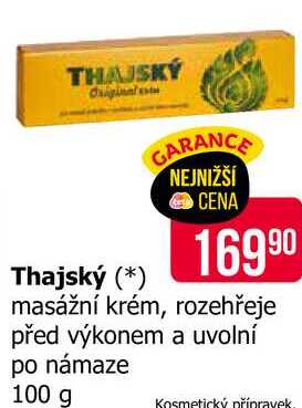 Thajský masážní krém, rozehřeje před výkonem a uvolní po námaze 100 g 