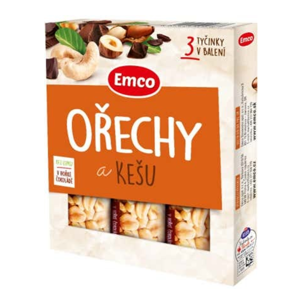 Emco Tyčinka ořechy/kešu 3 x 35g