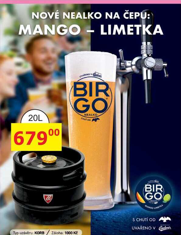 BIR GO nealkoholický nápoj mango-limetka 20l