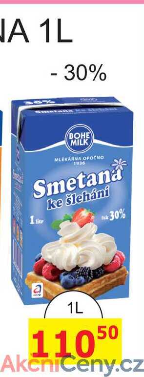 BOHE MILK Smetana 1 litr ke šlehání tuk 30% 