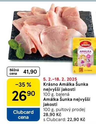 Krásno Amálka Šunka nejvyšší jakosti, 100 g, balená