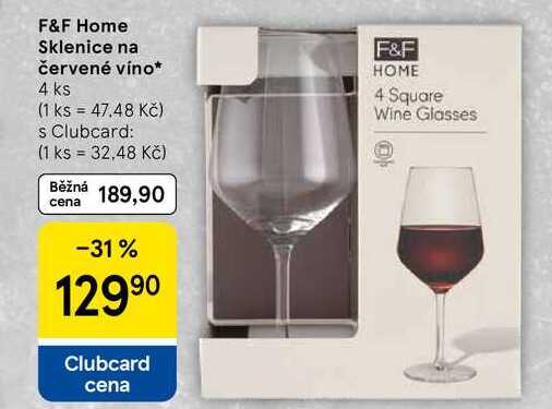 F&F Home Sklenice na červené víno, 4 ks