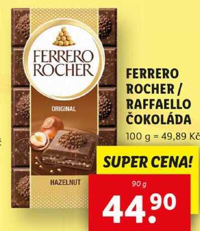 FERRERO ROCHER/RAFFAELLO ČOKOLÁDA, 90 g