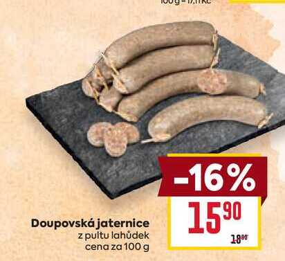 Doupovská jaternice z pultu lahůdek cena za 100g