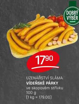 VÍDEŇSKÉ PÁRKY ve skopovém střívku 100 g 