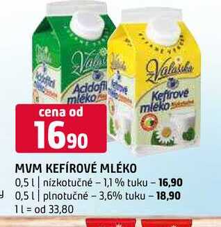 Mvm Kefirove mléko 0,5l nízkotučné 1,1 % tuku 0,5l plnotučné 3,6% tuku 