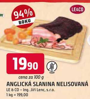 ANGLICKÁ SLANINA NELISOVANÁ 100 g