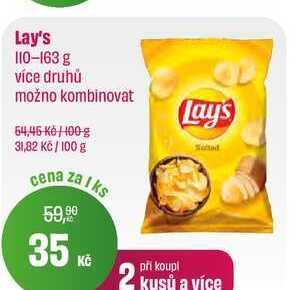 Lay's chips 110g, vybrané druhy