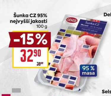 Šunka CZ 95% nejvyšší jakosti 100g