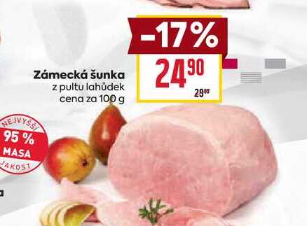 Zámecká šunka z pultu lahůdek cena za 100g