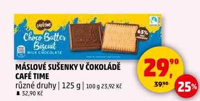 MÁSLOVÉ SUŠENKY V ČOKOLÁDĚ CAFÉ TIME různé druhy, 125 g