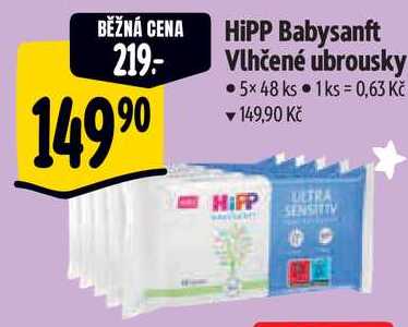 HiPP Babysanft Vlhčené ubrousky, 5x 48 ks 