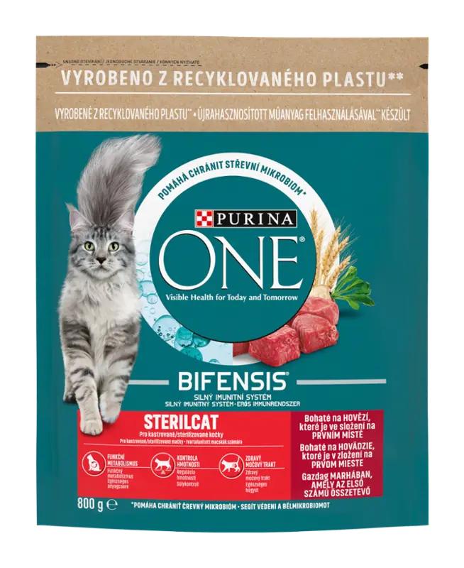 PURINA ONE Granule pro kočky s hovězím Sterilcat, 800 g