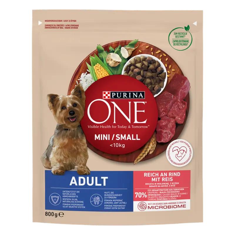 PURINA ONE Granule ONE MINI/SMALL bohaté na hovězí, s rýží, 800 g