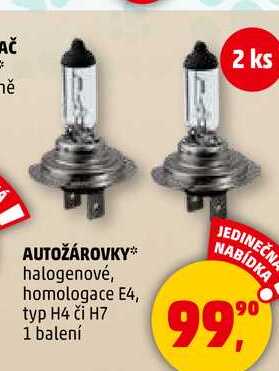 AUTOŽÁROVKY halogenové, homologace E4, typ H4 či H7, 1 balení