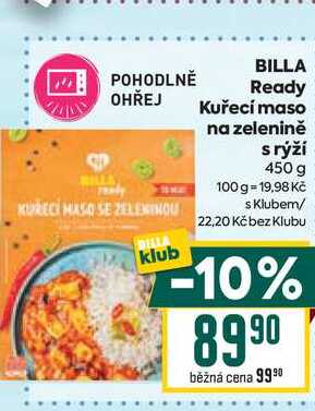 BILLA Ready Kuřecí maso na zelenině s rýží 450 g 