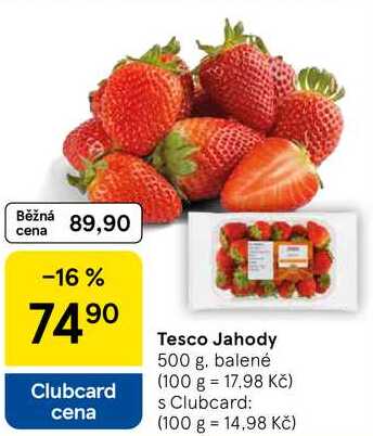 Tesco Jahody, 500 g. balené 