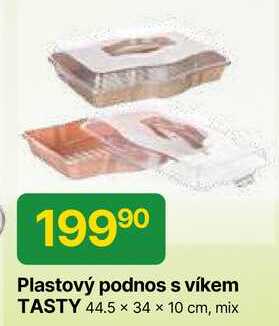 Plastový podnos s víkem TASTY 44.5 x 34 x 10 cm, mix 