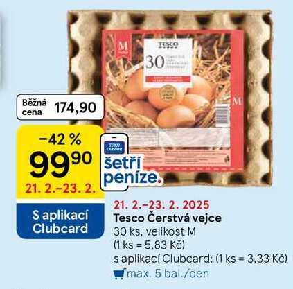 Tesco Čerstvá vejce, 30 ks, velikost M  