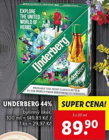 UNDERBERG 44%, 3x 20 ml