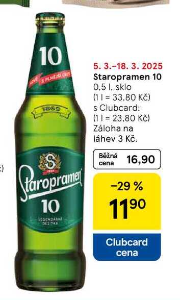 Staropramen 10, 0.5 l. sklo 