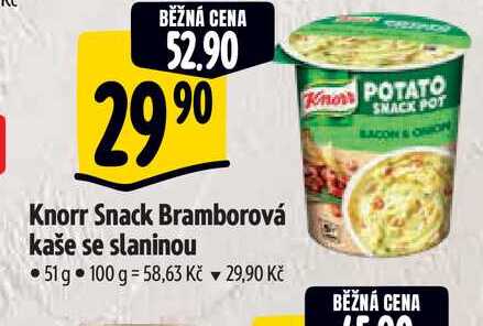  Knorr Snack Bramborová kaše se slaninou 51 g 