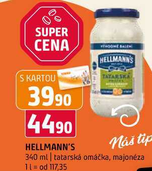 Hellmann's tatarská omáčka, majonéza 340ml, vybrané druhy