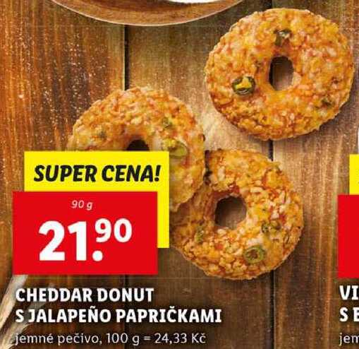 CHEDDAR DONUT S JALAPEÑO PAPRIČKAMI, 90 g