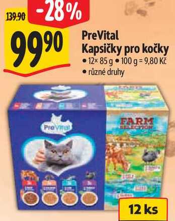 PreVital Kapsičky pro kočky, 12x 85 g