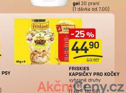 FRISKIES KAPSIČKY PRO KOČKY vybrané druhy 4x85g