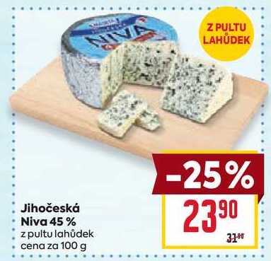 Jihočeská Niva 45% z pultu lahůdek cena za 100g