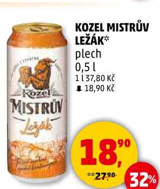 KOZEL MISTRŮV LEŽÁK plech, 0,5 l