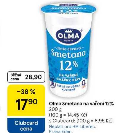 Olma Smetana na vaření 12%, 200 g 